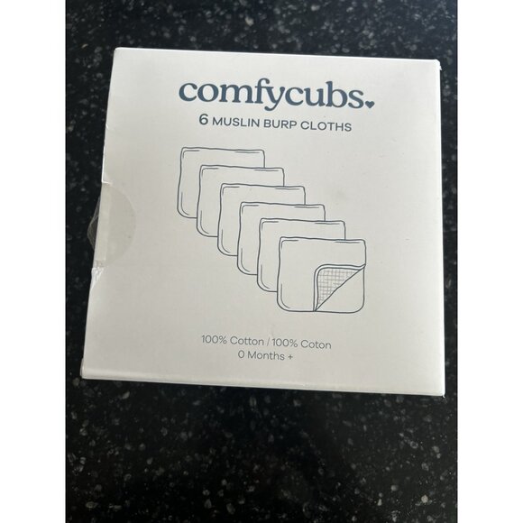 New Comfycubs 6 Gray Muslin Burp Cloths  Cotton 20x10 Inches - Picture 5 of 5